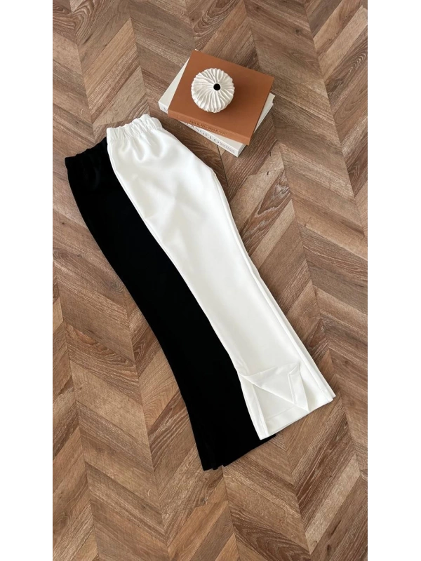 Scuba kumaş beli lastikli pantolon