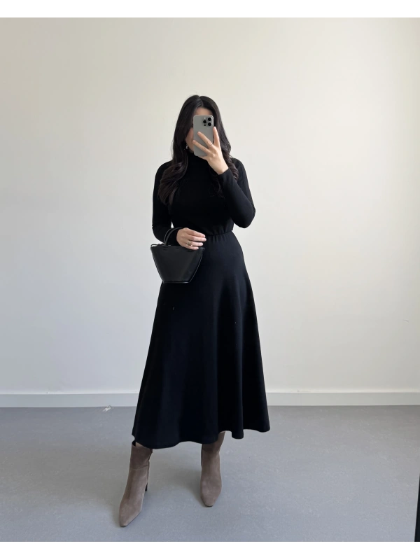 SİYAH BASİC TRİKO ELBİSE