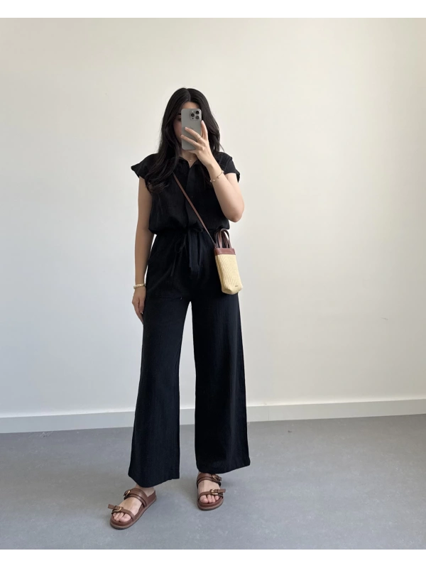 SİYAH HAM KETEN TULUM