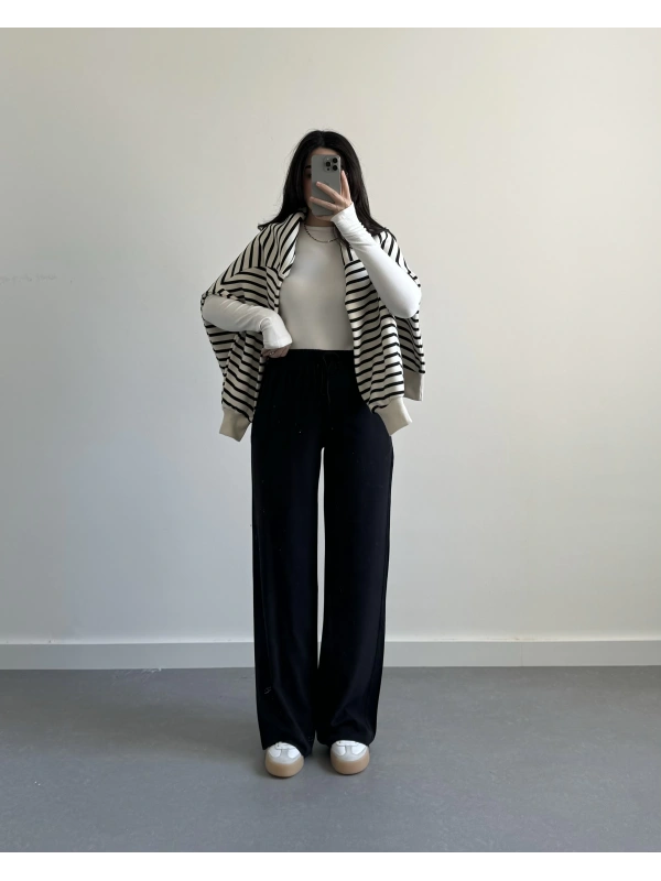 SİYAH KALIN TENSEL KUMAŞ PANTOLON