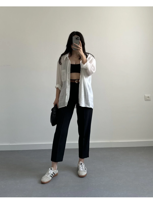 Siyah Krep Kumaş Havuç Pantolon