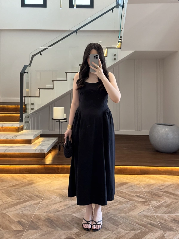 SİYAH KUŞAKLI ELBİSE- 3998