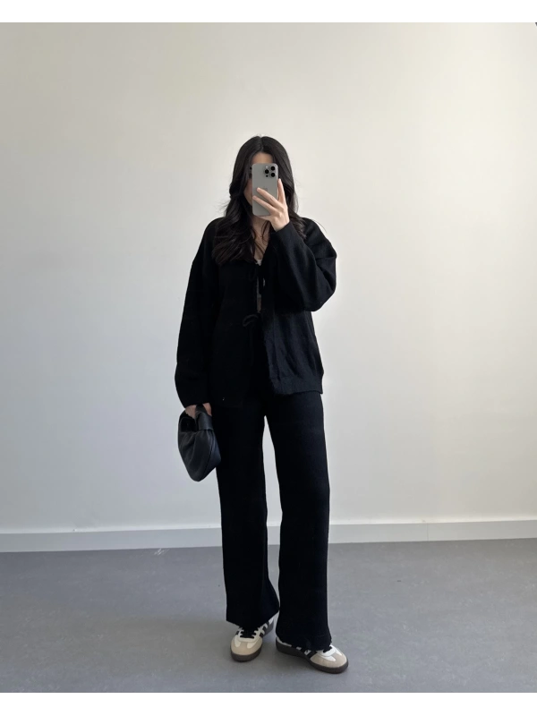 SİYAH ÖNÜ BAĞLAMALI PİNTEREST TAKIM