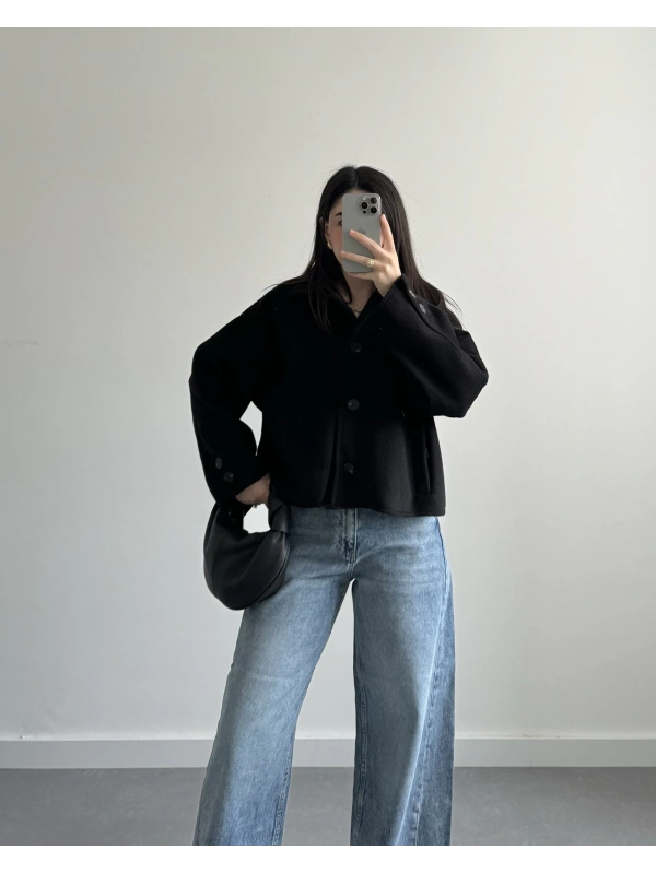 SİYAH OVERSİZE KAŞE CEKET