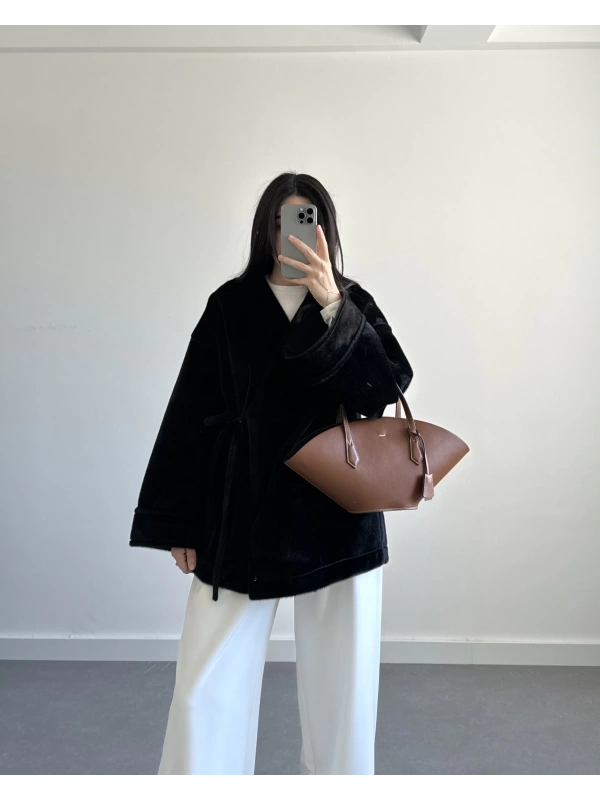 SİYAH OVERSİZE KESİM KİMONO CEKET