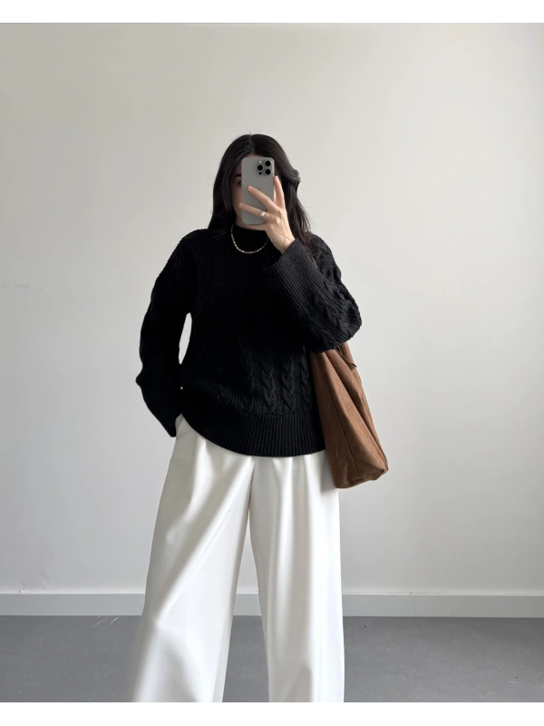 SİYAH PİNTEREST ÖRGÜ KAZAK