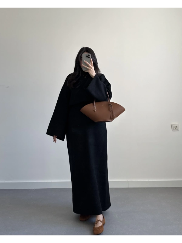 SİYAH PREMİUM ÇELİK ÖRME ETEKLİ TRİKO TAKIM