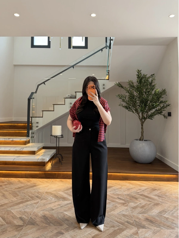 SİYAH TENSEL PANTOLON-27Y-000123