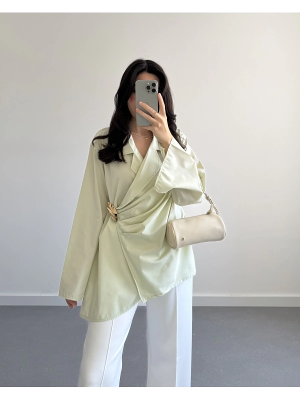 KÜF YEŞİL GOLD BROŞLU GÖMLEK