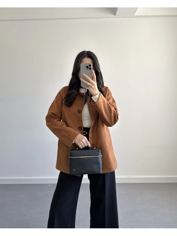 TABA SÜET ÖNÜ DÜĞMELİ CEKET