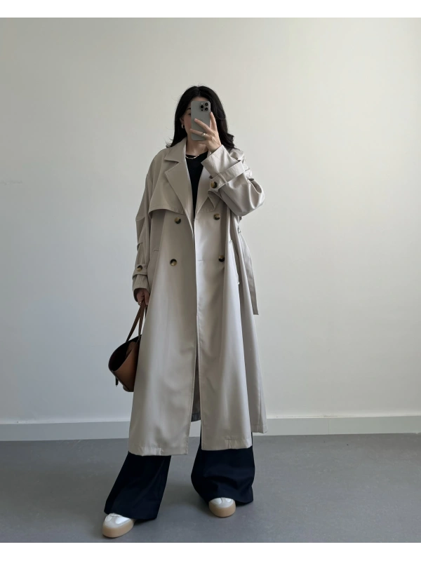 TAŞ ASTARSIZ UZUN TRENÇKOT