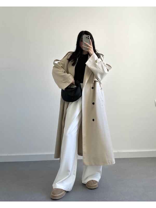 TAŞ PREMİUM OVERSİZE TRENÇKOT