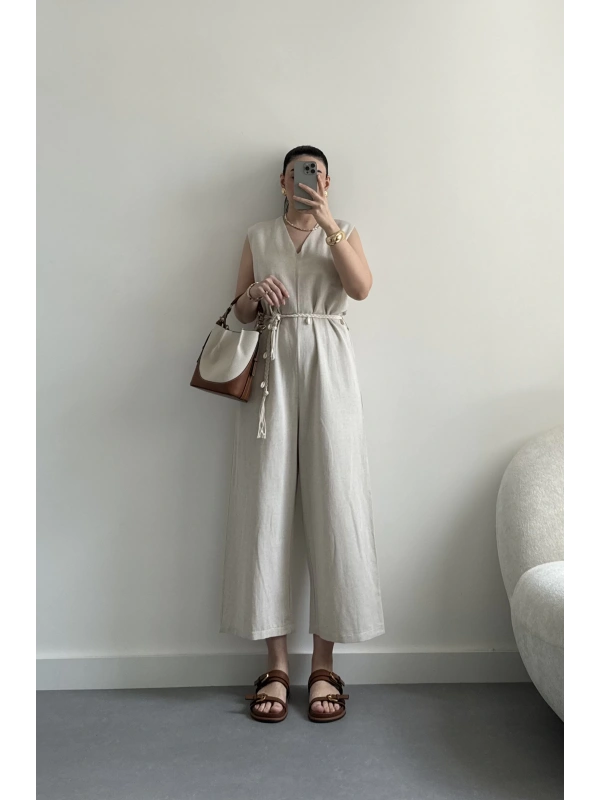 Taş rahat kesim kemerli tulum