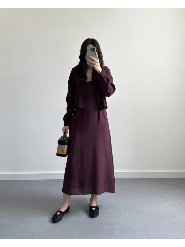 TENSEL MÜRDÜM GÖMLEKLİ ELBİSE