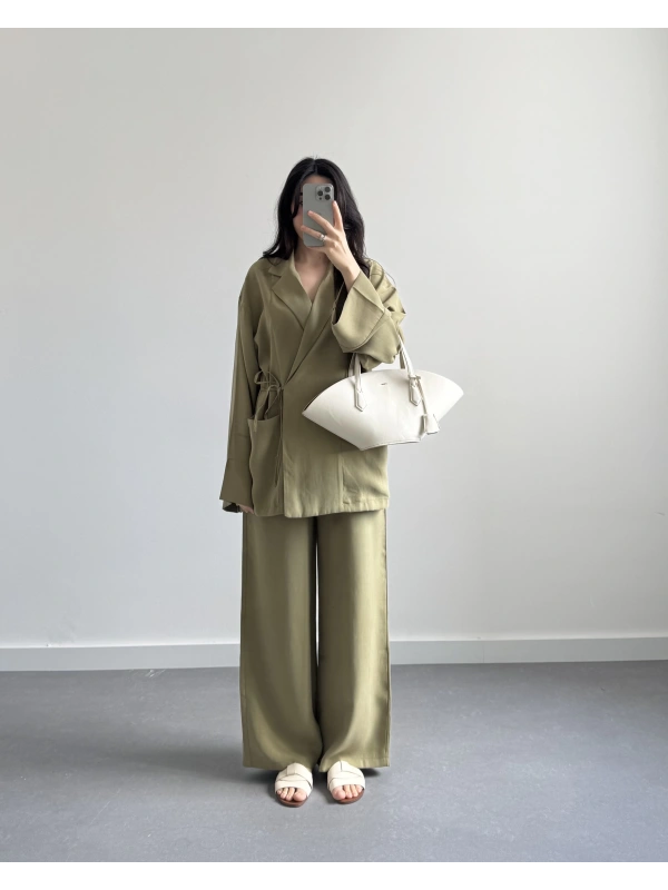 TINY YAĞ YEŞİL MODAL KİMONO TAKIM