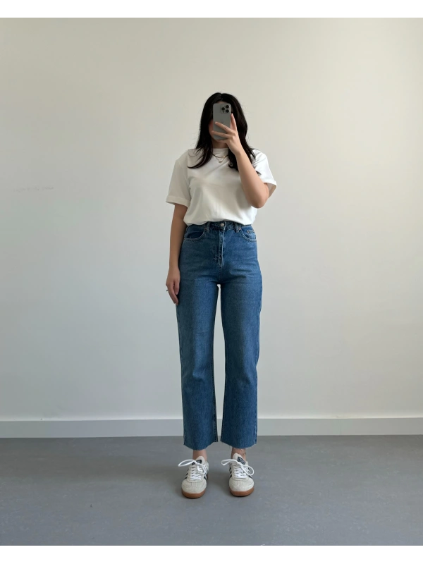 ULTRA YÜKSEK BEL STRAİGHT FİT MODEL KOYU MAVİ JEAN