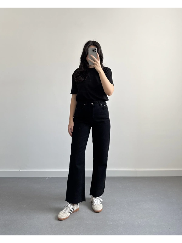 ULTRA YÜKSEK BEL STRAİGHT FİT MODEL SİYAH JEAN