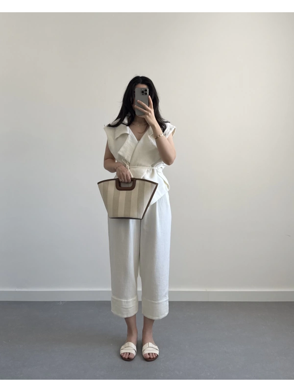 VANES EKRU YELEK PANTOLON TAKIM