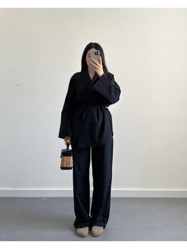VERSA SİYAH KİMONO TAKIM