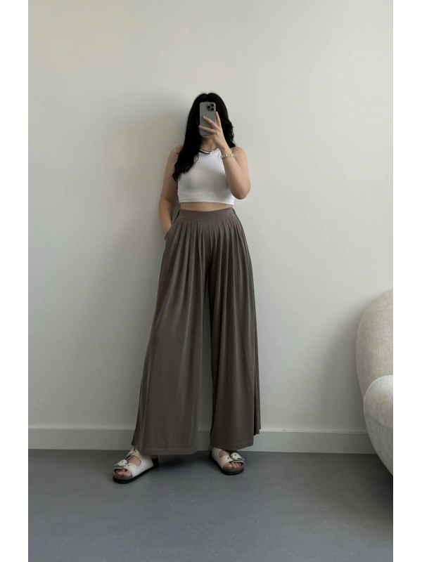 Vizon Modal kumaş pileli pantolon