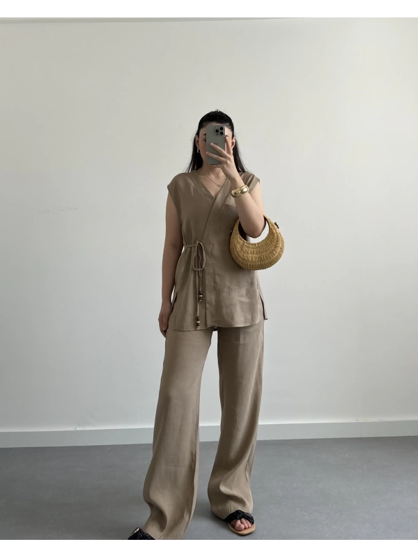 Vizon Yelekli Keten Tasarım Takım