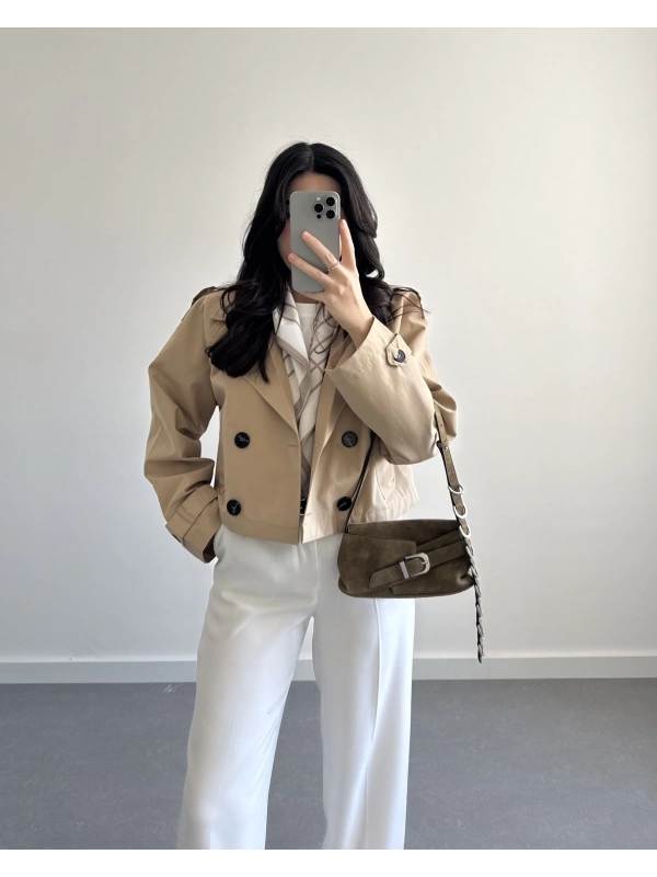 VİZON ZR MODEL KRUVAZE YAKA TRENÇKOT