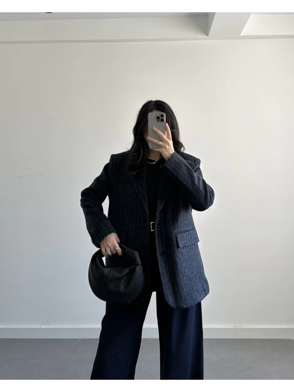 VOGUE PREMİUM LACİVERT KAŞE BLAZER