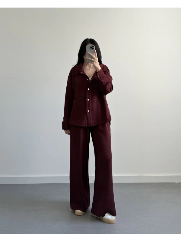 WİNTER BORDO MODAL KUMAŞ İKİLİ TAKIM