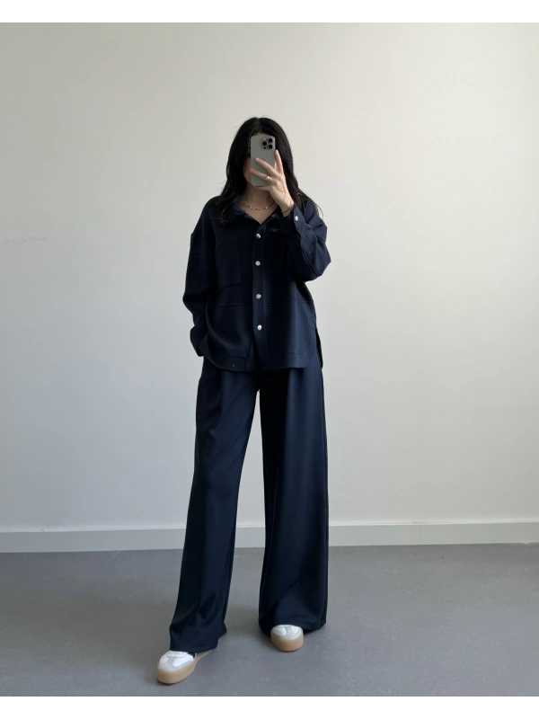 WİNTER LACİVERT MODAL KUMAŞ İKİLİ TAKIM