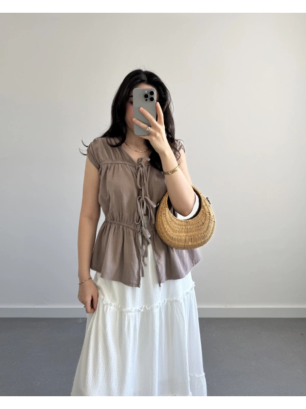 YOU VİZON BÜZGÜLÜ BLUZ