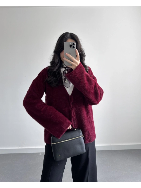 YUMOŞ ÖNDEN BAĞLAMALI HIRKA BORDO