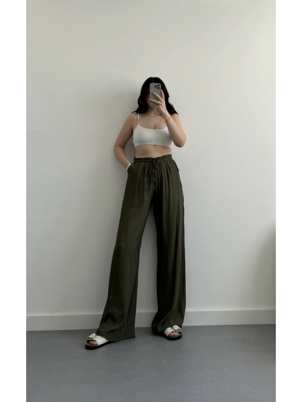 ZR haki çilek keten pantolon