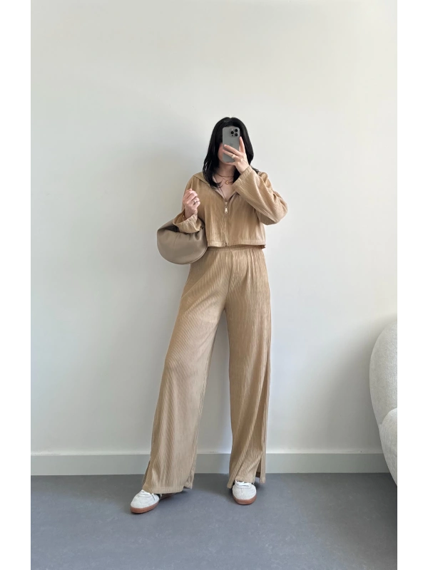 Zr model açık camel krinkıl Braletli takım