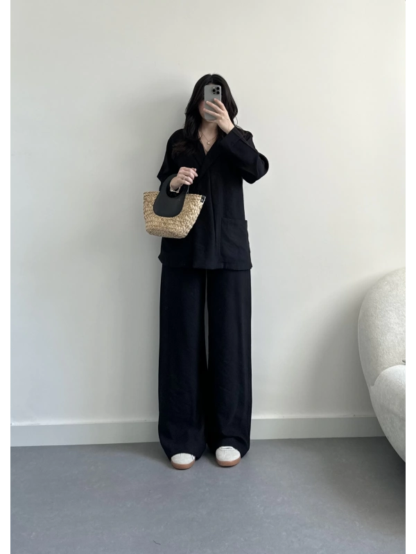 Zr model siyah bağlamalı takım