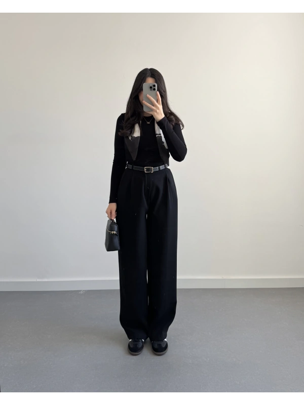 ZR MODEL SİYAH KUMAŞ PANTOLON