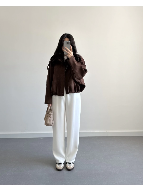 ZR MODEL SÜET BOMBER CEKET KAHVE