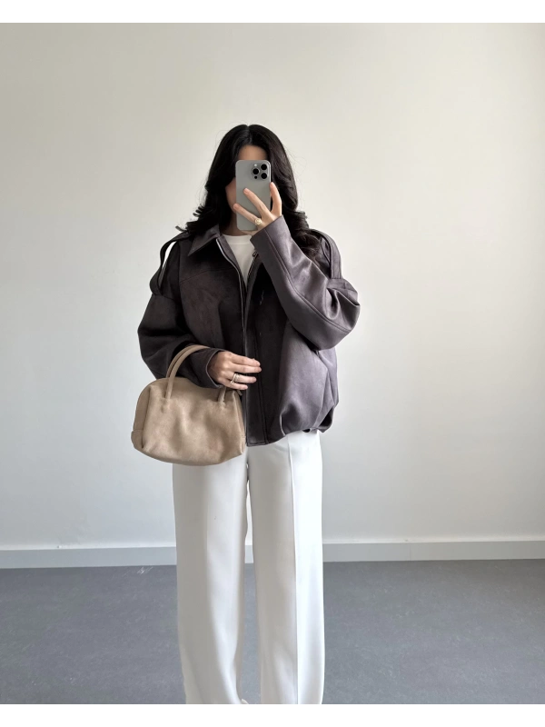 ZR MODEL SÜET BOMBER CEKET ANTRASİT