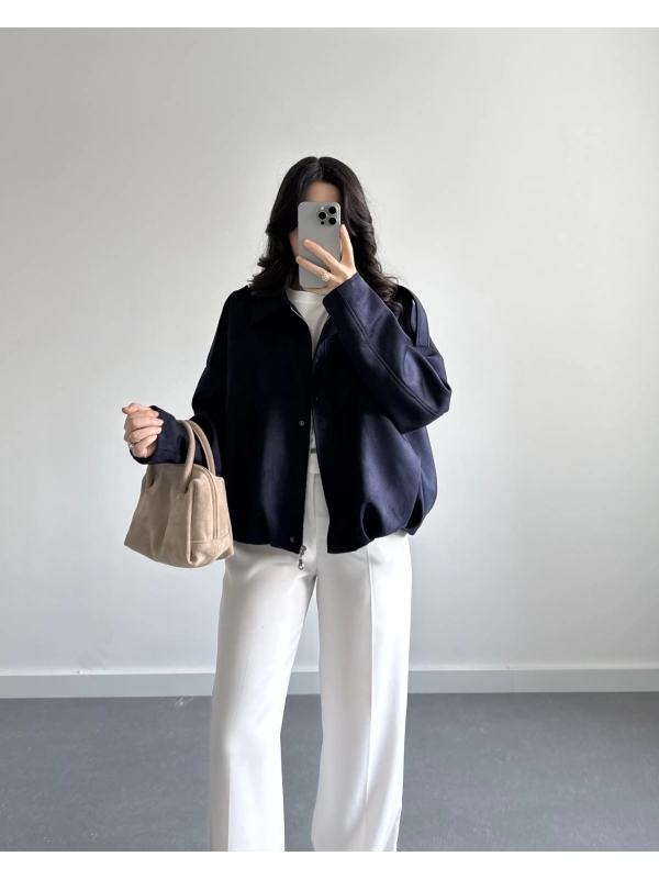 ZR MODEL SÜET BOMBER CEKET LACİVERT