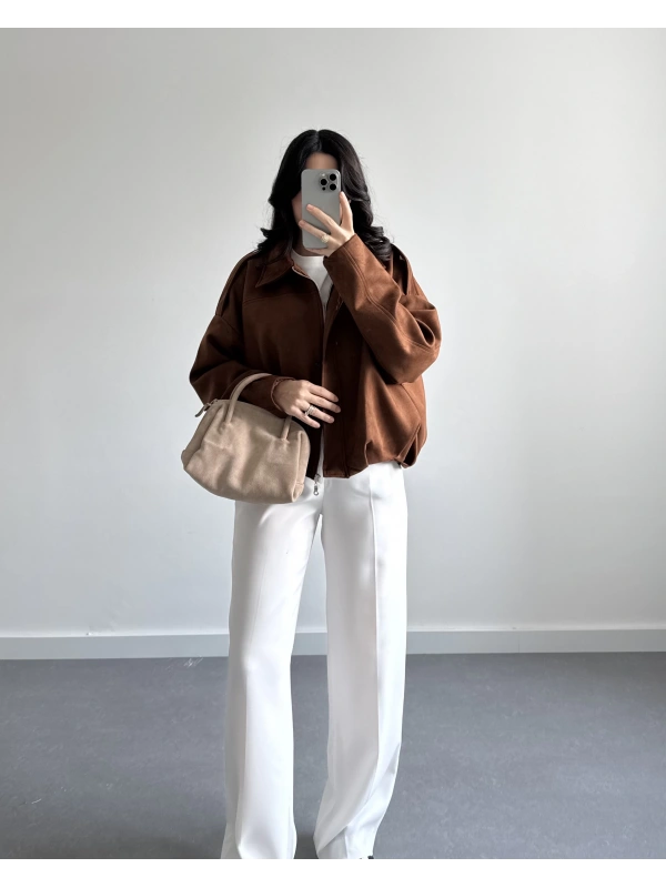 ZR MODEL SÜET BOMBER CEKET TABA