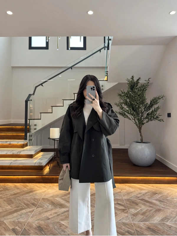 ZÜMRÜT ALLERLİ ARA BOY TRENÇKOT -7556