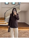 KAHVE BAĞLAMA DETAYLI BLAZER CEKET -7657