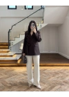 KAHVE BAĞLAMA DETAYLI BLAZER CEKET -7657