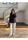 KAHVE BAĞLAMA DETAYLI BLAZER CEKET -7657
