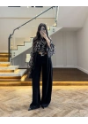 ( ÖN SİPARİŞ ) SİYAH KÖPRÜ DETAYLI PALAZZO PANTOLON-3855