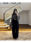 ( ÖN SİPARİŞ ) SİYAH KÖPRÜ DETAYLI PALAZZO PANTOLON-3855