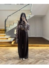 (ÖN SİPARİŞ ) KAHVE KÖPRÜ DETAYLI PALAZZO PANTOLON-3855