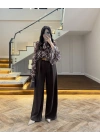 (ÖN SİPARİŞ ) KAHVE KÖPRÜ DETAYLI PALAZZO PANTOLON-3855