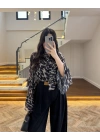 SİYAH DESENLİ SATEN BLUZ -5024