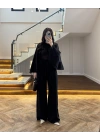SİYAH GÜL BROŞLU PALAZZO PANTOLON-3902