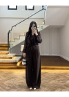 KAHVE GÜL BROŞLU PALAZZO PANTOLON-3902